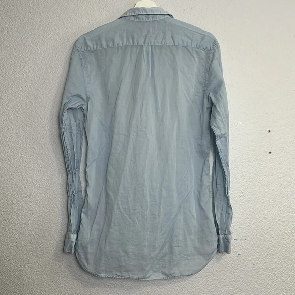 Zara Man Basic Slim Fit Lightweight Blue Long Sleeve Button Down Size Medium - Picture 5 of 11